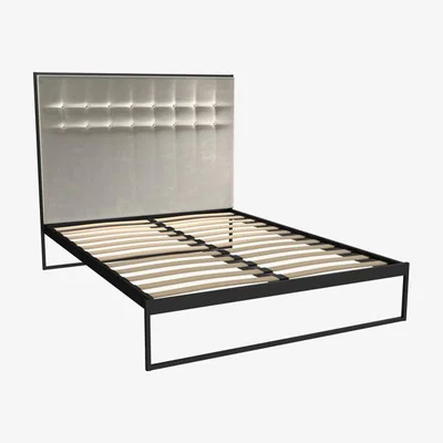 Olivia's Gillmore Federico Black Frame & Mushroom Upholstered Headboard / King