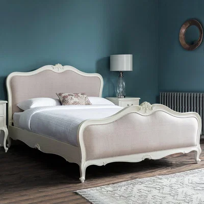 Olivia's Gallery Direct Chic King Size Upholstered Bed in Grey Linen