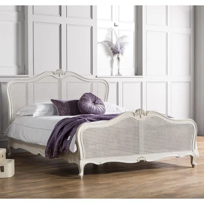 Olivia's Gallery Direct Chic Cane King Size Bed in Off White