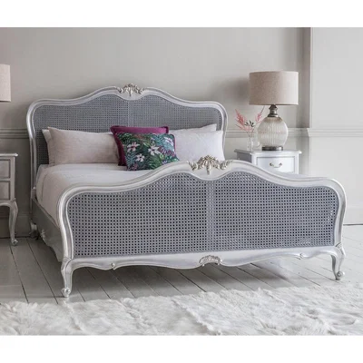 Olivia's Gallery Direct Chic Cane King Size Bed in Silver