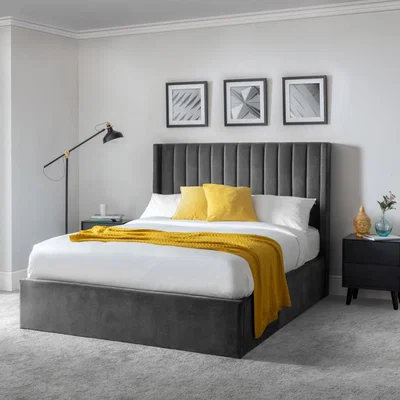 Olivia's Olivia's Kingsize Storage Bed with Scalloped Headboard in Grey