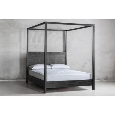 Perch and Parrow Sadie 5' King Size Four Poster Bed in Charcoal
