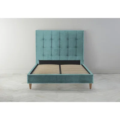 Perch and Parrow Hopper 5' King Ottoman Bed Frame in Turkish Blue