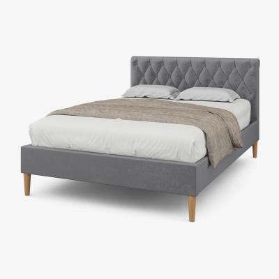 The Range Cosford Grey Plush Velvet Sleigh Bed Frame - Grey / King
