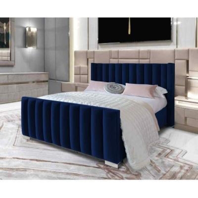 The Range Matteo Upholstered Plush Velvet Bed Frame   - Blue / King Size