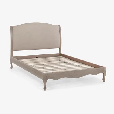 The Range Camille Fabric And Wood Bed Kingsize - Oatmeal/Limed Oak