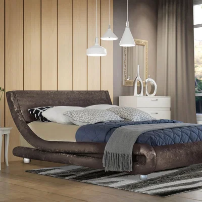 The Range Modern Curved Brown Crushed Velvet Bed Frame - King