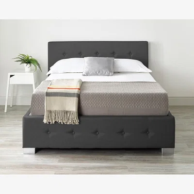 The Range Aspire End Lift Ottoman Storage Bed King Size, Black Linen - Black Linen Fabric