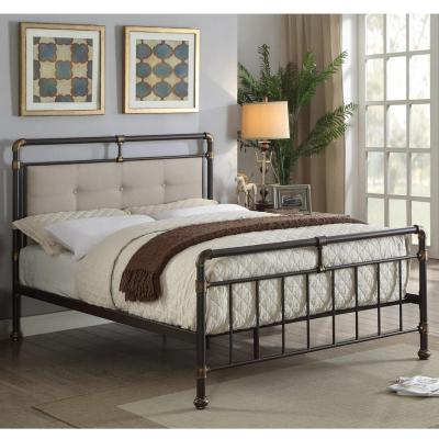 The Range Oxford Industrial Scaffold Brown Metal  Fabric Bed Frame - Brown / King