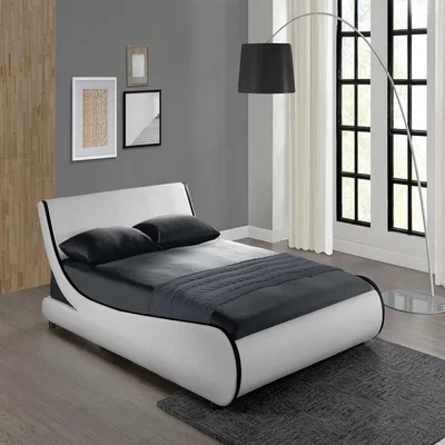 The Range Galactic White with Black Stripes Leather Bed Frame - White / King