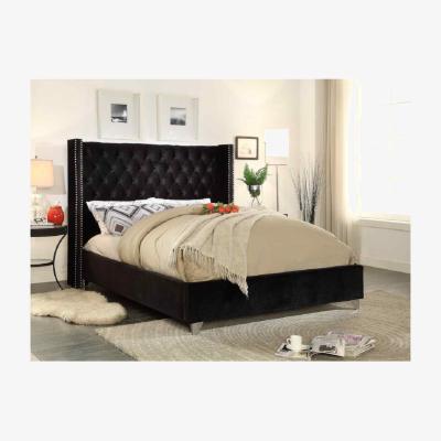 The Range Adam Upholstered Plush Velvet Bed Frame - Black / King Size