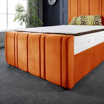 The Range Lucinda Panel Luxury Velvet Upholstered Bed Frame  - Burnt Orange  / King / 133.2kg / 160cm