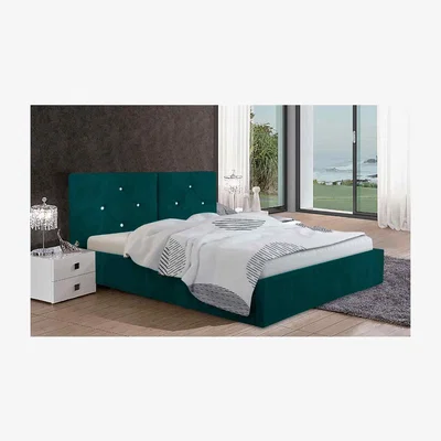 The Range Carmen Upholstered Plush Velvet Bed Frame - Green / King
