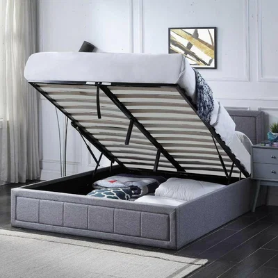 The Range Bailey Ottoman Storage King Size Bed Frame | Grey | Spacious Underbed Storage with Gas Lift Mechanism | No Mattress Included