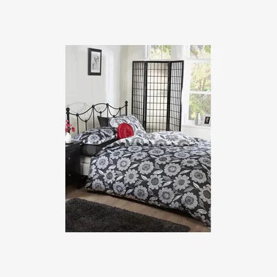 The Range Fleur Black Printed Duvet Cover and Pillowcase Set - King