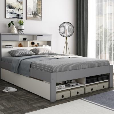 The Range Fabio Grey And White Wooden Storage Bed - Grey / King / Bed Frame