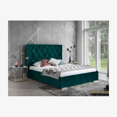 The Range Andrea Upholstered Plush Velvet Bed Frame - Green / King Size
