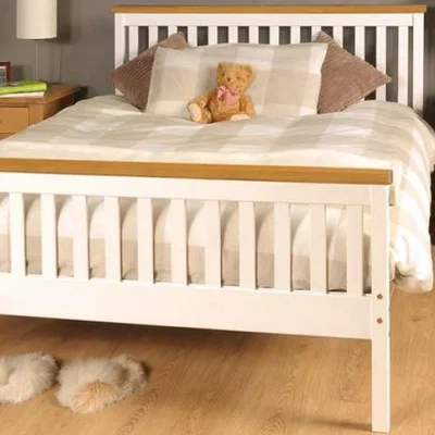 The Range Pine Wooden Bed Frame in White or Caramel - White / King