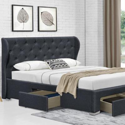 The Range Grey Linen Fabric Upholstered 4 Drawer Bed Frame - King