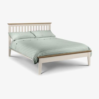 The Range Timeless Two Tone Stone White and Oak Premium Bed Frame - White / King