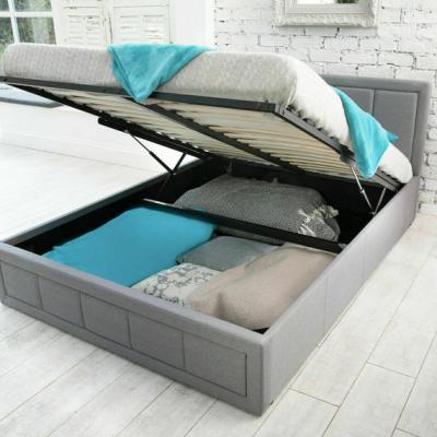 The Range NEVADA Grey Linen Fabric Ottoman Storage Bed KING - Grey