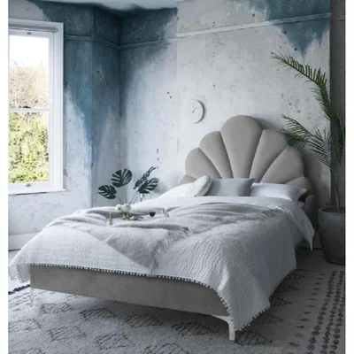 The Range Jacob Upholstered Plush Velvet Bed Frame - Grey / King Size