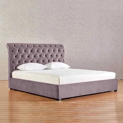 The Range John Upholstered Plush Velvet Bed Frame - Pink / King Size