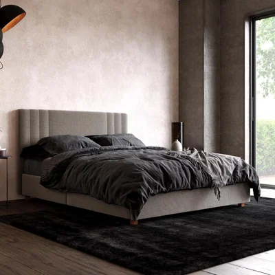 The Range Charis Upholstered Bed - Light Grey / King