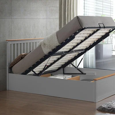 The Range Malmo Grey Wooden Ottoman Storage Bed - Grey / King