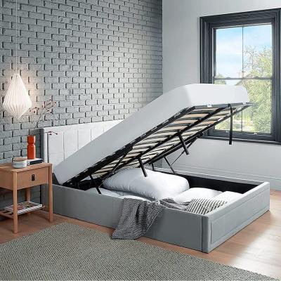 The Range Ottoman Storage Bed Frame Velvet Upholstery  - Grey / King / No