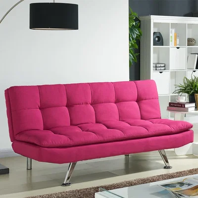 The Range Kingdom 3 Seater Sofa Bed Tufted Padded Fabric - Pink