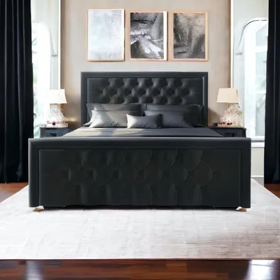 The Range Hilton Chesterfield Bed  - Black  / King