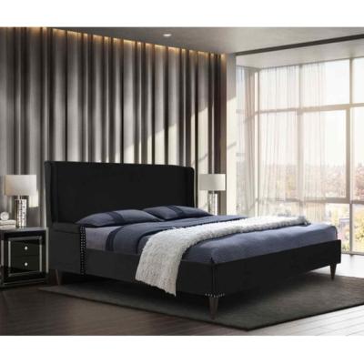 The Range Robert Upholstered Plush Velvet Bed Frame - Black / King Size