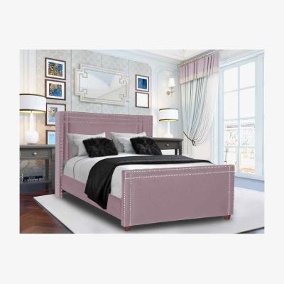 The Range Charlie Upholstered Plush Velvet Bed Frame - Pink / King Size