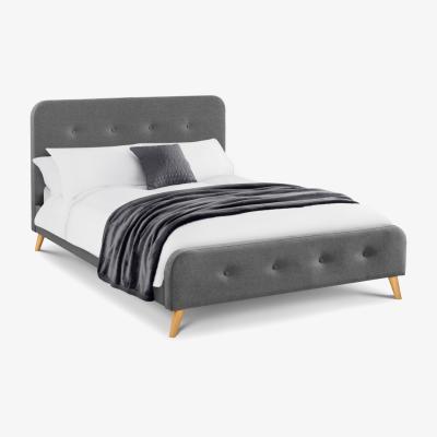 The Range Astrid Curved Retro Buttoned Bed - Grey / King