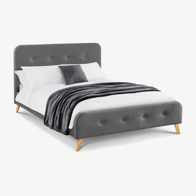 The Range Astrid Curved Retro Buttoned Bed - Grey / King