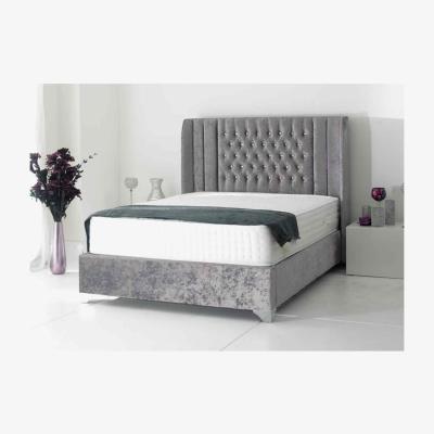 The Range Adil Luxury Modern Plush Velvet Bed Frame   - Grey / King Size