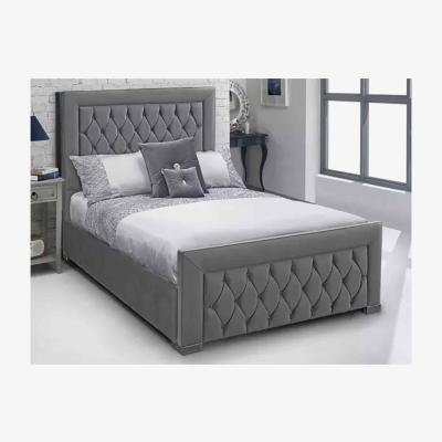 The Range Luis Upholstered Plush Velvet Bed Frame - Grey / King Size