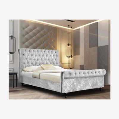 The Range Alice Upholstered Crush Velvet Bed Frame - Grey / King Size