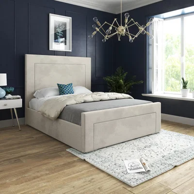 The Range Lucca Upholstered Soft Velvet Bed Frame - Cream / King