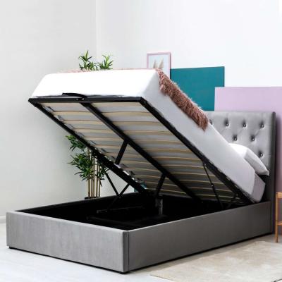 The Range Parwich Grey Velvet Ottoman Bed Frame - Grey / King