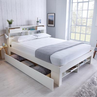 The Range Fabio White Wooden Storage Bed - White / 2 Drawers / King