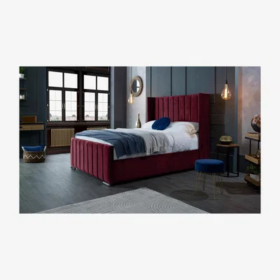 The Range Meriso Plush Bed Frame - Maroon / King