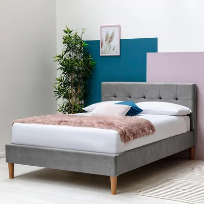 The Range Highclere Grey Velvet Bed Frame - Grey / King