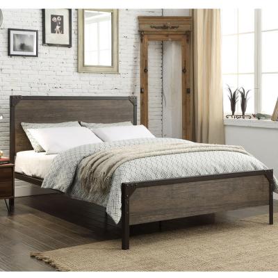 The Range Marlow Industrial Style Metal  Wood Fusion Bed Frame - Brown / King