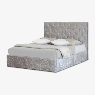The Range Glitz Crushed Velvet Bed Frame - Silver / King