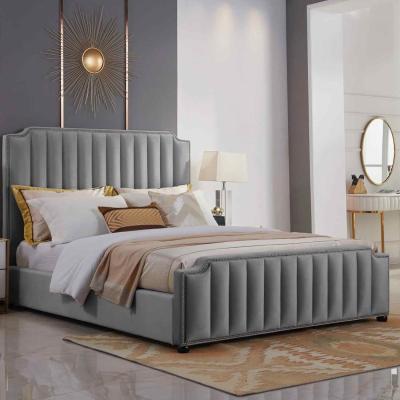 The Range Krissa Upholstered Plush Velvet Bed Frame - Grey / King Size