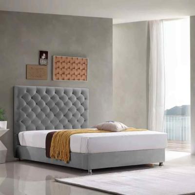 The Range Markia Upholstered Plush Velvet Bed Frame - Grey / King Size