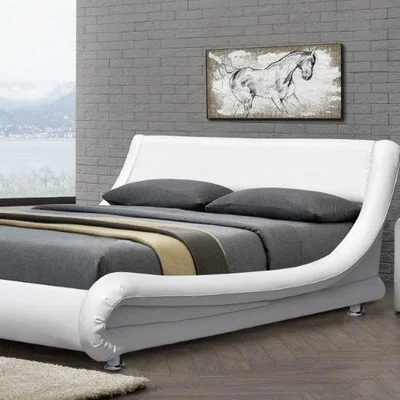 The Range Italian Designer Faux Leather Bed Frame In White - King
