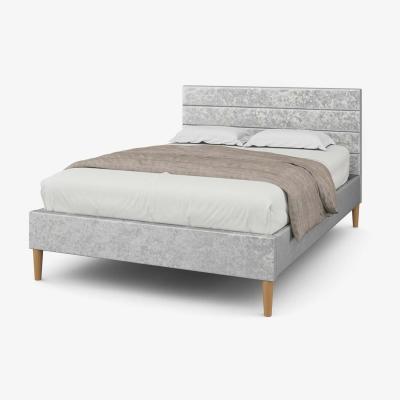 The Range Oscott Silver Crushed Velvet Bed Frame - Silver / King